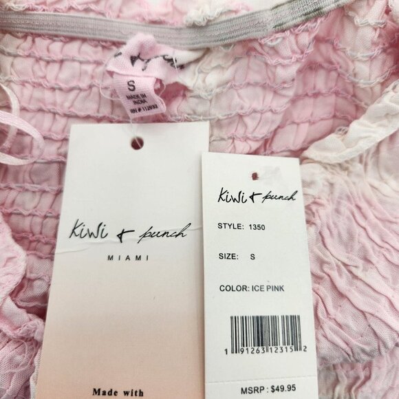 NWT Kiwi & Punch Ice Pink Smocked Crop Tank Top Size Small - Picture 2 of 6